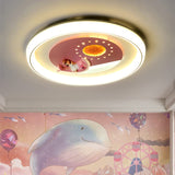 Pink Round 500 MM Dolphin Design Modern LED Chandelier Ceiling Light - Warm White
