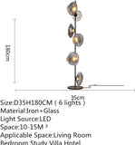 6 Smoke Glass Black Floor lamp Living Room Light for Home Lighting Standing lamp