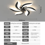 500MM Matt Black Modern Ceiling Fan Chandelier with Remote Control