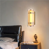 LED Amber Glass Gold Wall Light Living Dining Bedside Light - Warm White