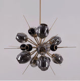 10 Light Electroplated Gold Smokey Glass Chandelier Ceiling Light - Warm White