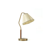 Desk Table Lamp with White Fabric Shade Gold Base for Home and Office Use - Warm White