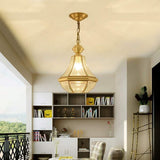 Gold Brass Glass Pendant Light Hanging Outdoor Terrace Entrance Light