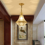 Gold Brass Glass Pendant Light Hanging Outdoor Terrace Entrance Light