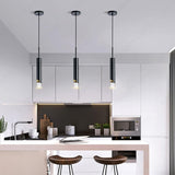 Modern Black Long Bedside Hanging Pendant Ceiling Light Fixture