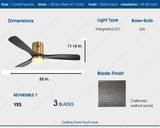 52 INCH HUGGER WIND LEAF CEILING FAN REMOTE CONTROLLED - Dark Natural WOOD