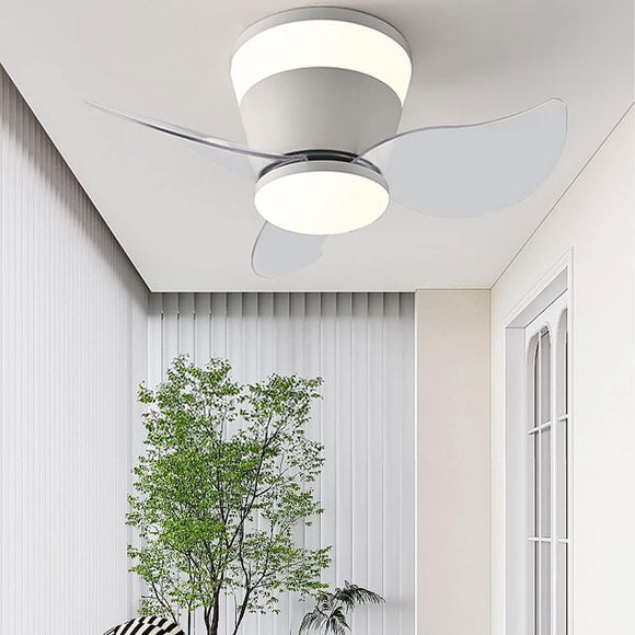 22 Inch White Low Profile Ceiling Light with Fan LED Chandelier