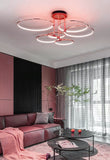 6 Light Rose Gold Body Modern LED Ring Chandelier for Dining Living Room Lamp - Warm White