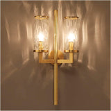 2 Light Electroplated Gold Metal Clear Glass Wall Light Copper Metal - Gold Warm White