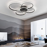 5 Light 750 MM Black Low Ceiling Light with Fan LED Chandelier - Warm White