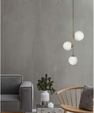 3 Light LED Gold Frosted Ball Pendant Lamp Ceiling Light for Home and Office - Warm White