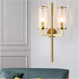 2 Light Electroplated Gold Metal Clear Glass Wall Light Copper Metal - Gold Warm White - Ashish Electrical India
