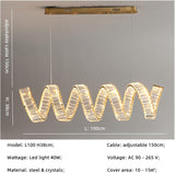1200x350MM Long Crystal Gold Chandelier Ceiling Lights Hanging - Warm White