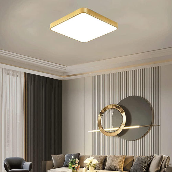 500x500 MM Modern Gold Square LED Chandelier Lamp - Warm White - Ashish Electrical India