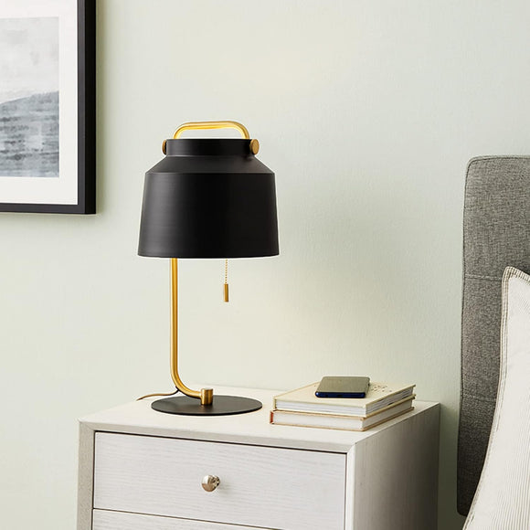 Desk Console Table Lamp with Black Color Shade for Bedside Home and Office Use
