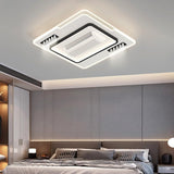 500x500MM Square Low Height Ceiling Light with Bladeless Fan LED Chandelier - Warm White