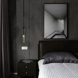 Smoke Slim Glass Pendant Light for Bedside Hanging Light - Warm White