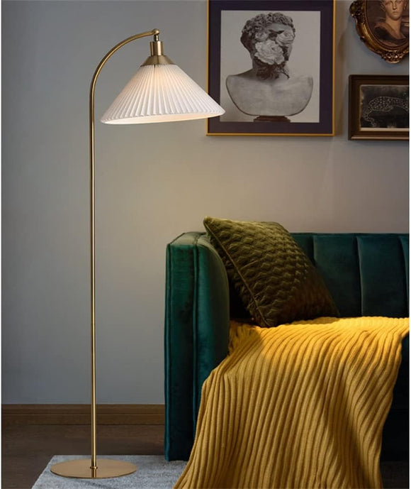 Gold Metal Floor lamp with Shade Living Room Standing lamp - Gold