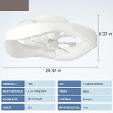 500 MM White Low Curvy Ceiling Light with Fan LED Chandelier - Warm White