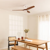 52 INCH 3 BLADE WIND CEILING Hugger FAN With Light REMOTE CONTROLLED - DARK WOOD