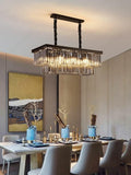 800x400 MM Crystal Rectabgular Black LED Chandelier Light for Living Room Dining Room