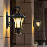 Outdoor Wall Light Fixture Black Gold Exterior Wall Waterproof Lights Glass Shade - Warm White