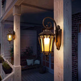 Outdoor Wall Light Fixture Coffee Gold Color Frost Glass Exterior Lantern Waterproof Lamp - Warm White