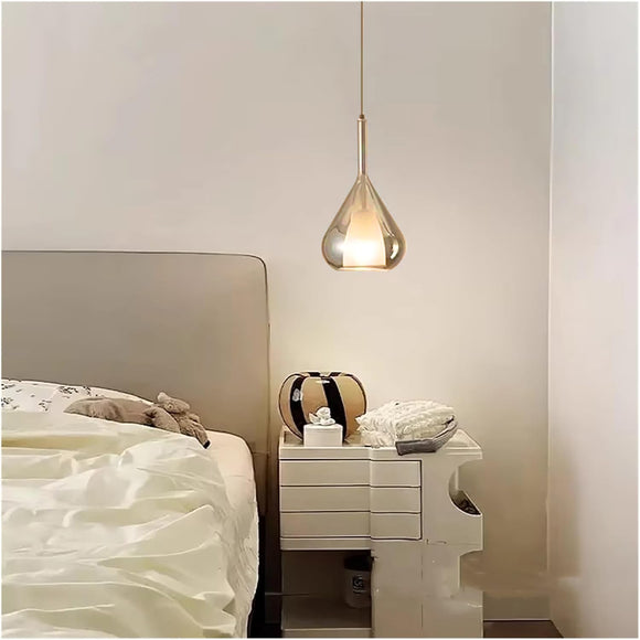 Amber Glass Pendant Light Bedside Hanging Corner Light