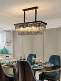 800x400 MM Crystal Rectabgular Black LED Chandelier Light for Living Room Dining Room