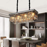 800x400 MM Crystal Rectabgular Black LED Chandelier Light for Living Room Dining Room
