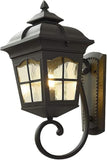 Black Outdoor Wall Light Fixture with Glass Shade - Warm White