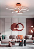 6 Light Rose Gold Body Modern LED Ring Chandelier for Dining Living Room Lamp - Warm White