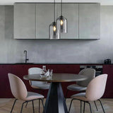 Smoke Dual Glass Pendant Light Bedside Hanging Corner Light