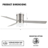42 INCH HUGGER WIND LEAF CEILING FAN REMOTE CONTROLLED - SILVER