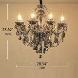 8 Light Smokey Glass Italian Chandelier Ceiling Lights Hanging - Warm White