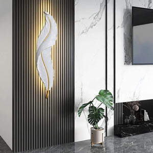 900MM Led Resin White Feather Room Wall Light - Warm White