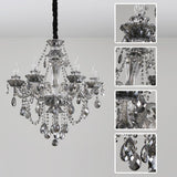 8 Light Smokey Glass Italian Chandelier Ceiling Lights Hanging - Warm White