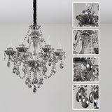 6 Light Smokey Glass Italian Chandelier Ceiling Lights Hanging - Warm White