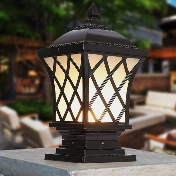 Pillar Light Antique Gate Lamp E27 Lantern Post (Color : Black)