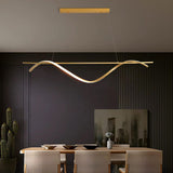 1000MM Matt Gold LED Pendant Chandelier Twisty Curl Lights Dining Room Lamp - Warm White