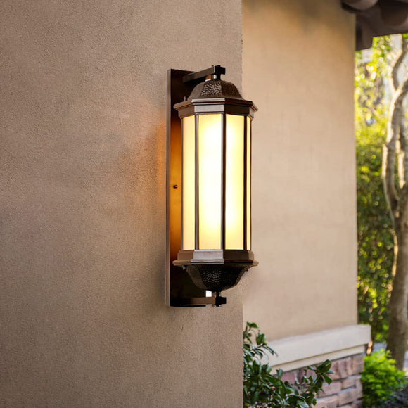 Outdoor Wall Light Fixture Coffe Color Exterior Lantern Waterproof - Warm White