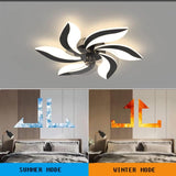 500MM Matt Black Modern Ceiling Fan Chandelier with Remote Control