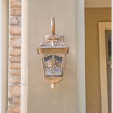 Gold Brushed Outdoor Wall Light Fixture Brown Wall Lights with Frost Glass Shade - Warm White