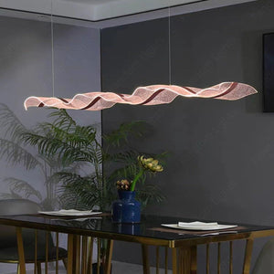 Rose Gold Acrylic LED Chandelier 1200MM Long with Curv Acrylic Light - Warm White