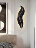 600MM Led Black Gold Resin White Feather Room Wall Light - Warm White