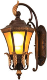 Outdoor Wall Light Fixture Brown Gold Color Fluted Glass Exterior Lantern Waterproof Lamp - Warm White - Ashish Electrical India