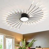 42 Light Black Body Acrylic LED Chandelier for Ultra Low Height Living Room