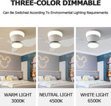 22 Inch White Low Profile Ceiling Light with Fan LED Chandelier