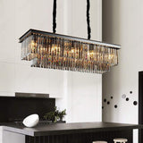 800x400 MM Crystal Rectabgular Black LED Chandelier Light for Living Room Dining Room