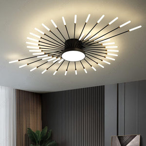 42 Light Black Body Acrylic LED Chandelier for Ultra Low Height Living Room
